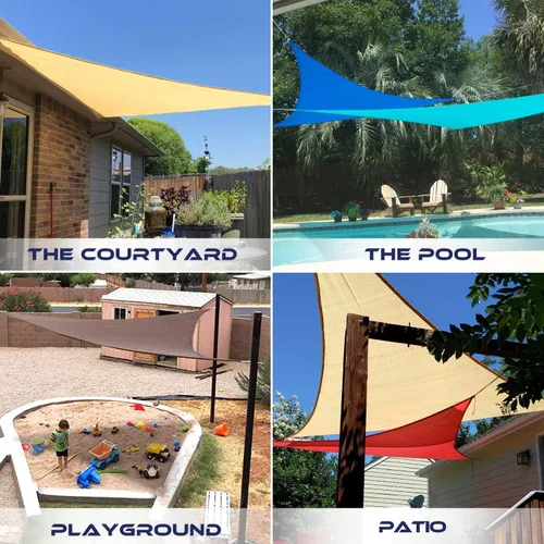 Miniatura 2 de Windscreen4less Toldo Vela de Sombra Solar Triangular de 12' x 12' x 12' Pies, Cubierta de Toldo para Exteriores, Bloqueo UV para Patio Trasero, Rojo