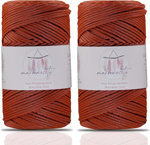 Miniatura 62 de Makromecity, 2 carretes de cordón de macramé de poliéster de 2 mm x 250 yardas (750 pies) de 2 mm de cordón de polipropileno para macramé, ideal