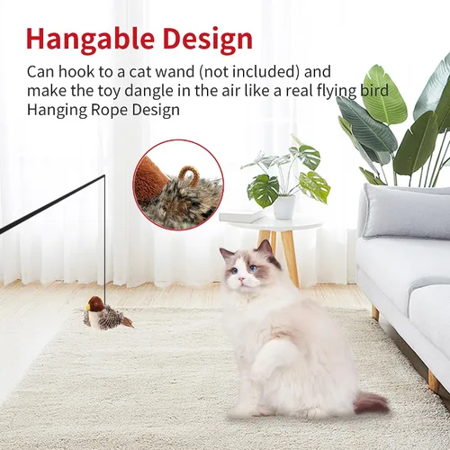 Miniatura 3 de PETGEEK Gigwi - Juguete de pájaro simulado para gatos, pájaro falso para gatos de interior, juguetes para gatos de interior, juguetes de melodía