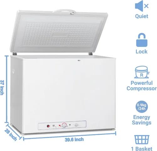 Miniatura 7 de Congelador de propano de 7 pies cúbicos, congelador de pecho profundo de 110 V/LPG con cerradura, puerta abierta superior, congelador de gas de 2