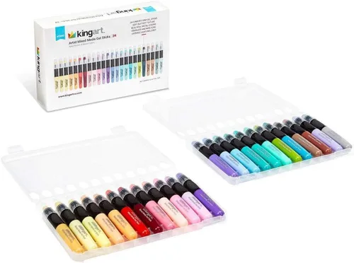 Miniatura 6 de KINGART Juego de barras de gel pastel, pigmentos de artista, 24 colores únicos, solubles en agua, cremosos e inodoros, uso en papel, madera, lienzo