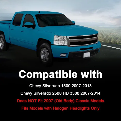 Miniatura 2 de ALLGOOD Conjunto de faros delanteros compatibles con Chevy Silverado 1500 2500 3500 2007-2014 izquierda y derecha carcasa negra esquina ámbar
