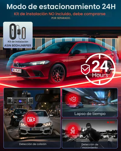 Miniatura 6 de IIWEY Cámara de tablero de 4 canales de visión de 360°, STARVIS 2 frontal 2.7K trasero 2K interior 1080P x2, 8IR LED visión nocturna 3.0, PlateTag