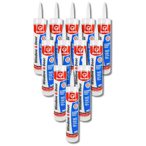 Miniatura 11 de Red Devil 084620 Calafateo acrílico de silicona para ventanas y puertas, almendra blanquecina, impermeable, 10.1 onzas, paquete de 1, fabricado