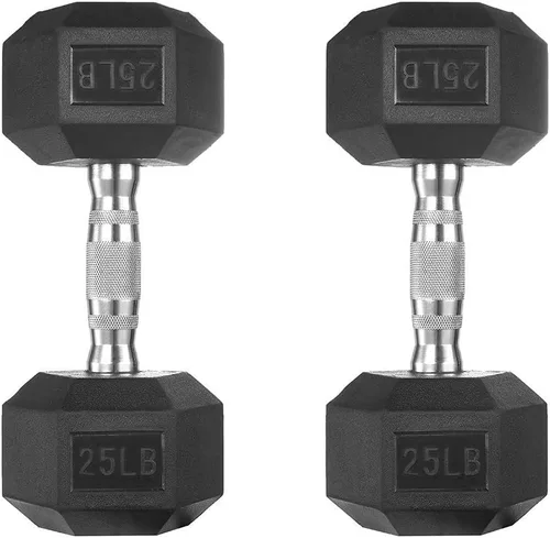 Miniatura 26 de PAPABABE HEX Juego de Mancuernas 2.5-125lb, Mancuernas de Gimnasio en Casa con Revestimiento de Goma, Mancuernas de Pesas para Ejercicio y Fitness