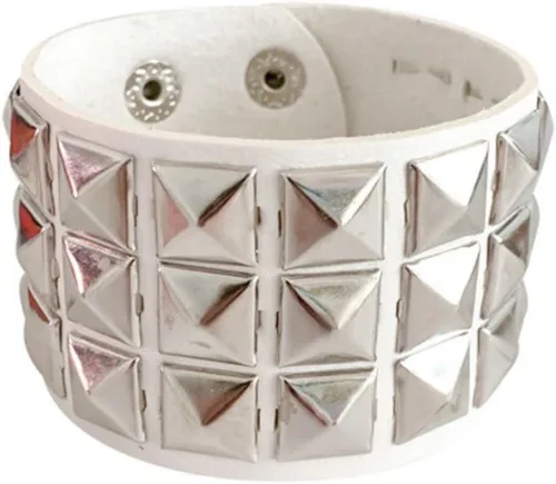 Miniatura 5 de Fuqimanman2020 1-2 PCS Pulseras Brazaletes de Cuero Genuino Gótico Punk Metal de los 80s para Hombres y Mujeres, Negro Colorido Ajustable Rock Spike