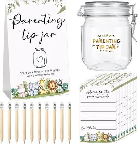 Roowest Tarjetas de consejos de baby shower a consejos para bebé para futuros padres - Juego de frascos de consejos para nuevos padres 60 tarjetas