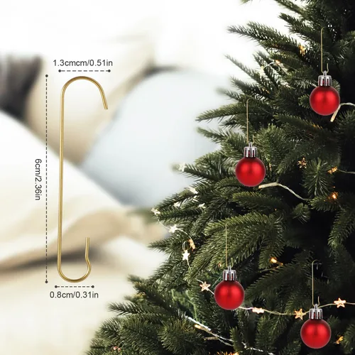 Miniatura 2 de SAVITA 200 ganchos para adornos de Navidad, 2.4 x 0.5 pulgadas, ganchos para adornos de árbol de Navidad en forma de C con caja de almacenamiento