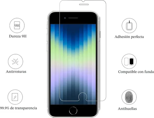 Miniatura 2 de Ailun - Protector de pantalla para iPhone SE 2020 (2ª generación)/2022 (3ª generación), 4.7 pulgadas. Vidrio templado de 0.25mm. Compatible