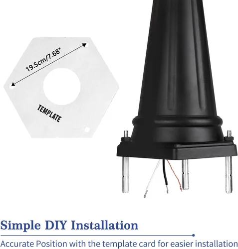 Miniatura 7 de PARTPHONER Lámpara de poste para exteriores, 3 cabezales, color negro clásico con paneles de vidrio transparente, base E26 máxima de 100 W