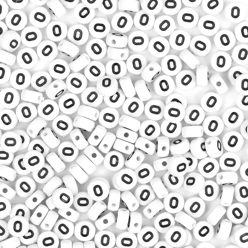 Miniatura 34 de 300 cuentas de letras S de 0.157 x 0.276 in, cuentas blancas del alfabeto de forma redonda acrílica, cuentas sueltas para pulseras con nombre