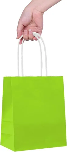 Miniatura 3 de Kiwi - Bolsas de papel kraft verde para fiestas, 5 pulgadas, 1 unidad, perfectas para eventos temáticos de colores y regalos