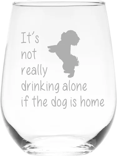 C M The Dog is Home - Copa de vino sin tallo para mujeres y hombres, 17 onzas, regalo para amantes de los perros para él y ella (estilo D2)