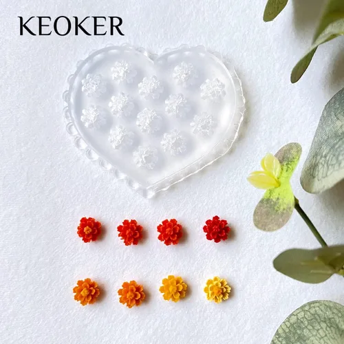 Miniatura 5 de KEOKER Moldes de arcilla polimérica de flores, 4 moldes de arcilla miniatura de margaritas, moldes de arcilla polimérica para decoración de aretes