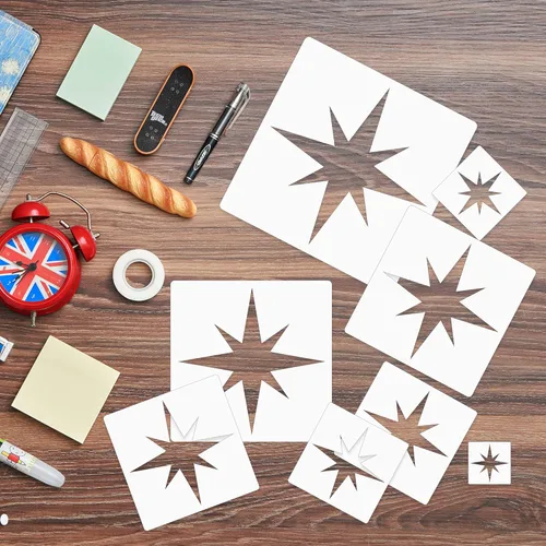 Miniatura 7 de Plantilla de estrella - 8 plantillas de pentagramas reutilizables para pintar y dibujar