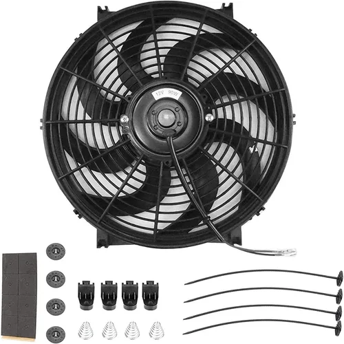 Miniatura 9 de Ventilador delgado de 10 pulgadas para radiador eléctrico Push Pull Ventilador de refrigeración 12V 80w 800 CFM Kit de montaje universal negro