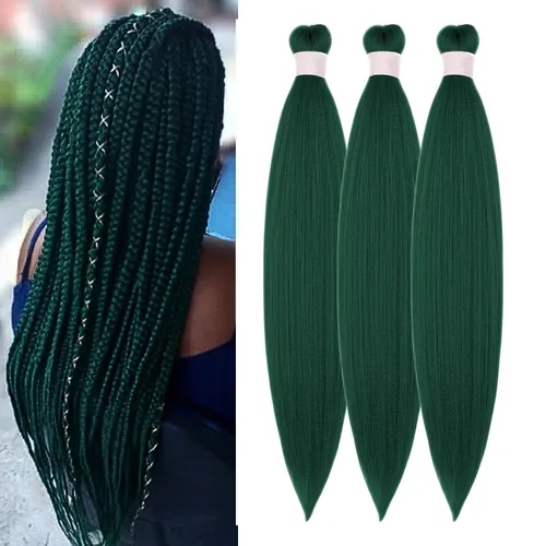 Miniatura 64 de Pelo corto negro trenzado preestirado de 14 pulgadas para trenzas sin nudos, pelo sintético 1B trenzado para trenzas Bob Box
