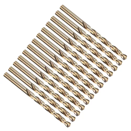 Miniatura 84 de PATIKIL Broca Jobber de 0.039 in, vástago recto M35 cobalto 5% acero de alta velocidad 135° acabado dorado para metal duro de acero inoxidable - 2