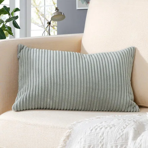 Miniatura 250 de Artscope Fundas de Almohada de Pana a Rayas Acogedoras Súper Suaves Decorativas Cuadradas Fundas de Cojín para Sofá Sillón Dormitorio Decoración