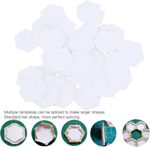 Miniatura 3 de 100 unidades de papel de pedazo, formas de pedazos de papel hexagonales, plantillas de acolchado, formas hexagonales de papel (0.630 in)