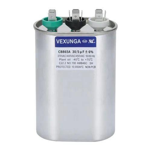 Miniatura 58 de VEXUNGA - 25/5 uF 25+5 MFD 370V o 440V Condensadores redondos de arranque dual 25 5 uF 370 440 Volt VAC CBB65 Condensadores para acondicionador