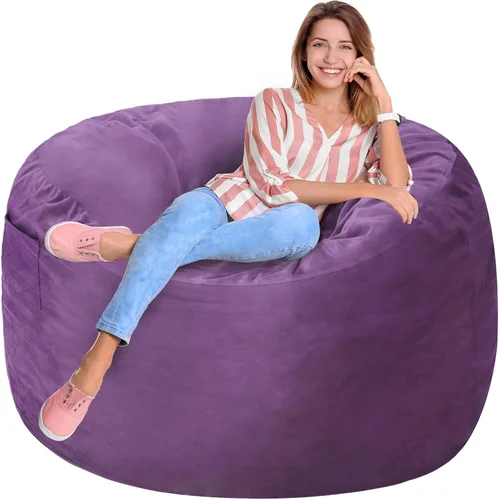 Miniatura 6 de Homguava - Sillón puff de 3 pies Sillón estilo puff grande de 3 pulgadas con relleno de espuma viscoelástica, sofá suave con funda de terciopelo