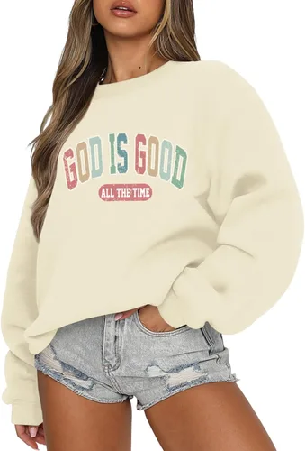 Dios Es Bueno Sudadera Cristiana Sudaderas para Mujeres de Talla Grande Camisas de Jesús Fe Inspiradoras Versículo de la Biblia Pullover