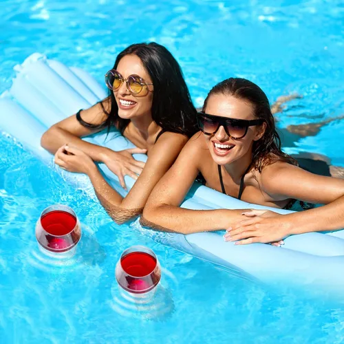 Miniatura 6 de Copas de vino flotantes para piscina con etiquetas de dijes, copas de vino irrompibles junto a la piscina, taza flotante con tallo, vasos para beber