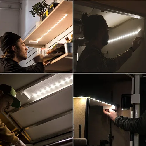 Miniatura 8 de POWER PRACTICAL Luminoodle - Tira de luz LED para debajo del gabinete, tira de luz LED para estantes, armarios de cocina y muebles, paquete de 3 luz
