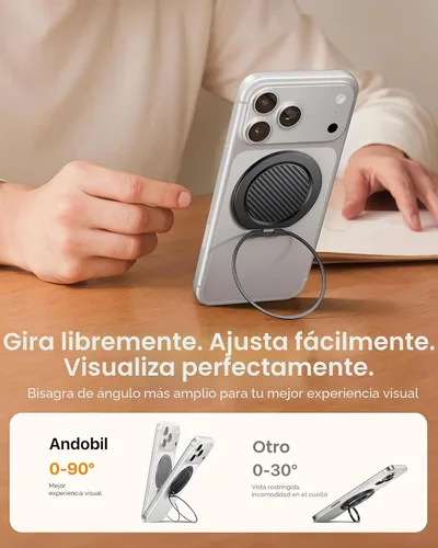 Miniatura 6 de andobil [2026 Ultra-delgado] Agarre magnético para teléfono MagSafe [rotación de 360°] Soporte magnético de anillo de teléfono celular y soporte
