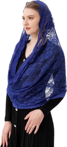 Miniatura 5 de PAMOR Infinity Chapel Veil Floral Latin Mass Head Cover Lace Scarf Mantilla Velos para Iglesia