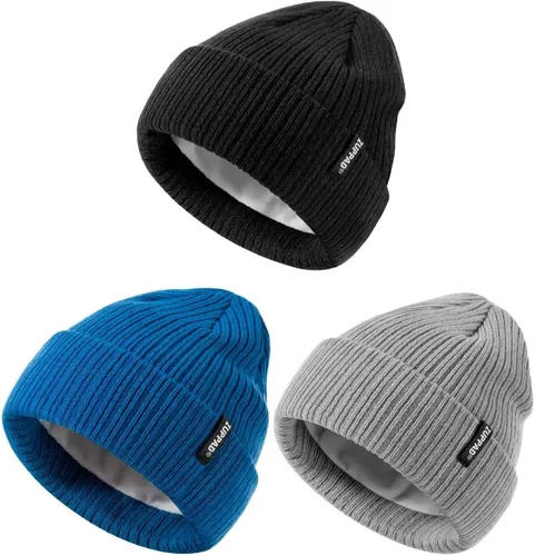 ZUPPAD Baby Beanie Hat 3 Packs Toddler Girls Boys Baby Hats Winter Warm Knitted Thermal with Fleece Lining Kids Winter Hat