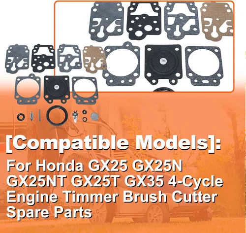 Miniatura 4 de Para Honda GX25 GX25N GX25NT GX25T GX35 4-Cycle Motor Timmer Brush Cutter Piezas de repuesto, 10 PC Carb Kit, Para Walbro K10-WYJ Carb Kit