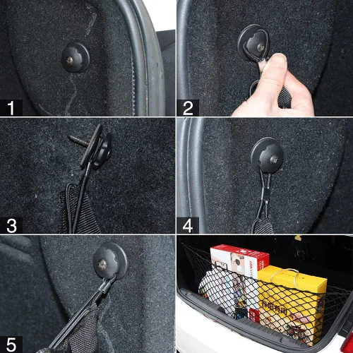 Miniatura 5 de Red de carga trasera para automóvil, organizador de red elástica ajustable universal para almacenamiento de carga en maletero compatible con SUV