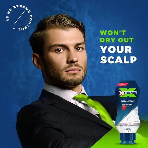 Miniatura 7 de Xtreme Gel Seduction Styling Hair Gel para hombres con aloe vera y control de 48 horas, botella exprimible de 9.17 onzas (paquete de 3)