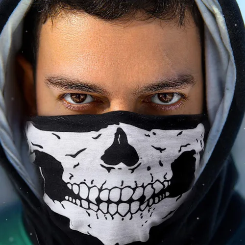 Miniatura 5 de 8 máscaras faciales de calavera, pasamontañas, fantasma, motociclista, bandana para motocicleta, bufanda mágica, a prueba de polvo, calentador