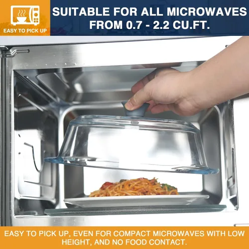 Miniatura 5 de lopeztek Cubierta de vidrio para salpicaduras de microondas, fundas de horno de microondas de vidrio para alimentos, protector de salpicaduras