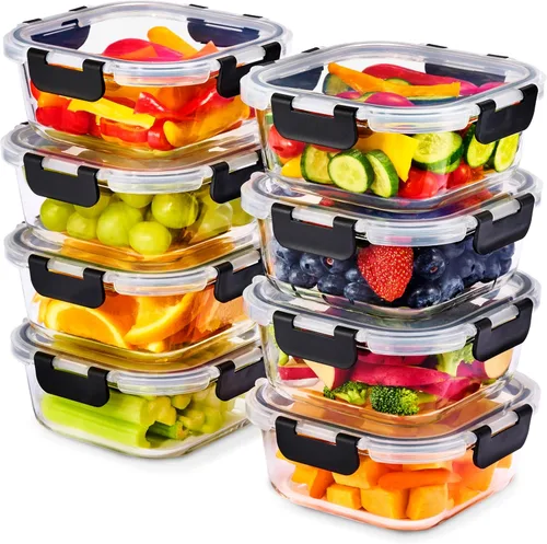Sorbus - Recipientes de vidrio para comidas preparadas, recipientes reutilizables para comidas preparadas aptos para lavavajillas y horno,