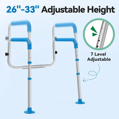 Miniatura 6 de Loyoda Rieles de Seguridad para Inodoro con Grandes Almohadillas Antideslizantes para los Pies, Marco de Seguridad para Inodoro de Ancho y Altura
