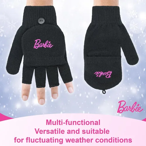 Miniatura 4 de Barbie Gorro de invierno para mujer Gorro de invierno para mujer con guantes, gorro cálido, gorro de punto rosa