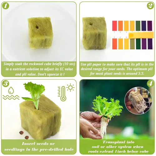 Miniatura 3 de Cubos de lana de roca de 5 cm de Halatool para jardín, cubos de lana de roca para hidroponía, cubos de plantación de lana de roca para cultivo sin 2