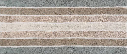 Miniatura 3 de Alfombra de baño de algodón con rayas alpinas de 24 x 60 pulgadas, color beige gris, antideslizante, ultrasuave, de lujo, ideal para baño, cocina