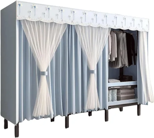 Miniatura 23 de Armarios grandes plegables de 0.984 in/1 pulgada de tubo de acero para ropa, estantes de almacenamiento para dormitorio, armario grande portátil