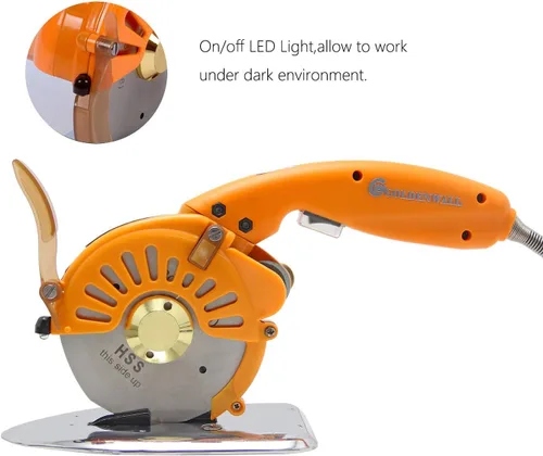 Miniatura 2 de CGOLDENWALL Cortador de tela rotativo eléctrico Tijeras Cortadora de tela Cortadora de tela Ideal para tela multicapa Papel de tela de cuero Hoja