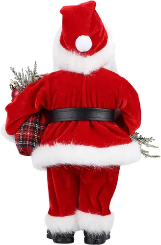 Miniatura 3 de AGM Figura decorativa navideña de Papá Noel de 12 pulgadas con bolsa de regalos y 2 campanas para fiestas navideñas y decoración del hogar