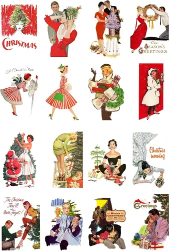 Miniatura 6 de Decoupage - Paquete de papel (35 hojas de 6 x 8 pulgadas), lindos animales de Navidad, FLONZ, tarjetas de fotos de Navidad de estilo vintage