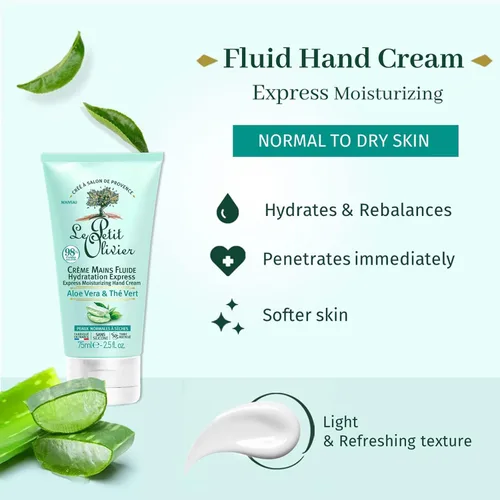 Miniatura 2 de Le Petit Olivier Crema hidratante para manos Express - Aloe Vera y té verde - Hidratación expresa - Sin sensación grasa o pegajosa - La piel es
