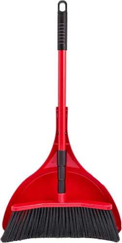con juego combinado de recogedor - Cabezal curvado de 16 pulgadas, mango telescópico ajustable de 52 pulgadas, cerdas de PVC suaves, juego de escoba