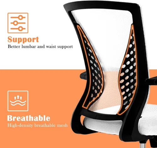 Miniatura 27 de Silla de oficina en casa, silla de escritorio ergonómica, respaldo medio, silla de computadora de PC con soporte lumbar y reposabrazos, silla