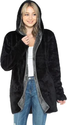 Manta con capucha en forro polar grueso con bolsillo, color negro, tamaño grande, para mujeres y hombres, cálida y acogedora